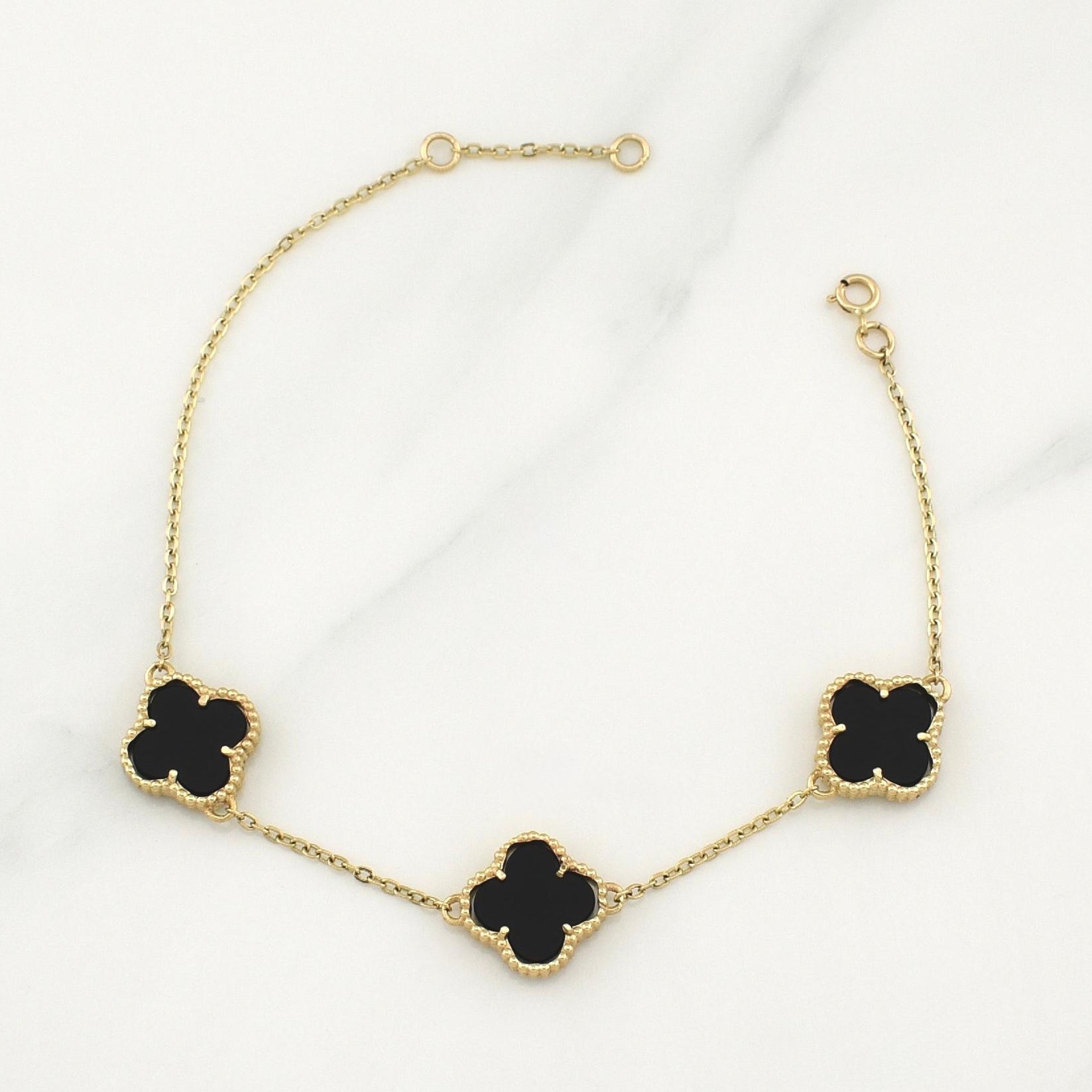 Pulso Trebol Aro Seguido Gradual 5gr / 7 3/4 in / 1.35mm Oro Amarillo Nac.Esp. 18K !