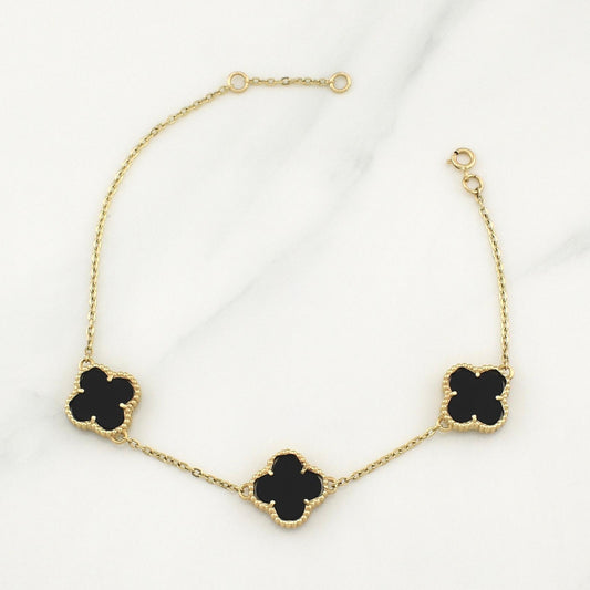 Pulso Trebol Aro Seguido Gradual 5gr / 7 3/4 in / 1.35mm Oro Amarillo Nac.Esp. 18K !