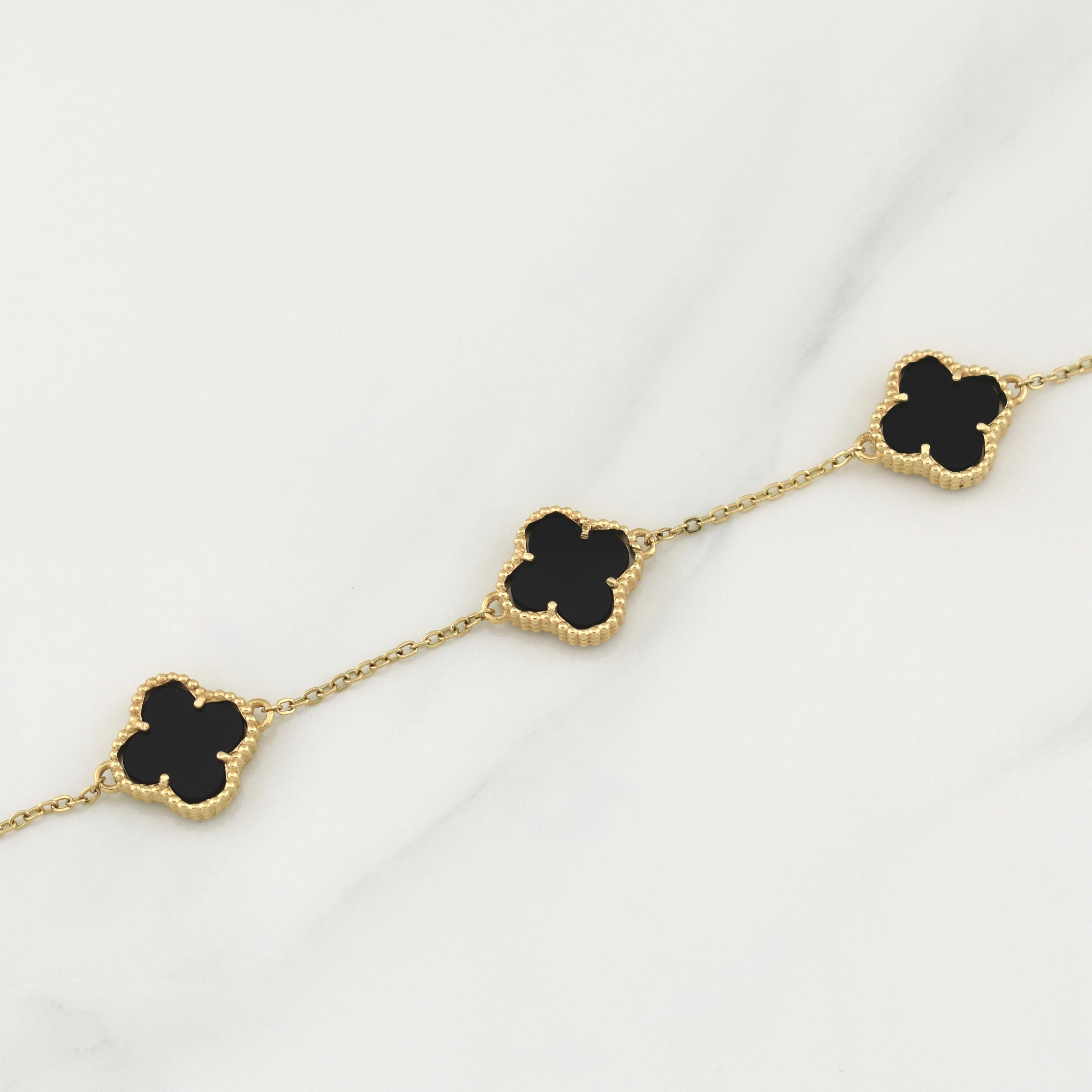 Pulso Trebol Aro Seguido Gradual 5gr / 7 3/4 in / 1.35mm Oro Amarillo Nac.Esp. 18K !