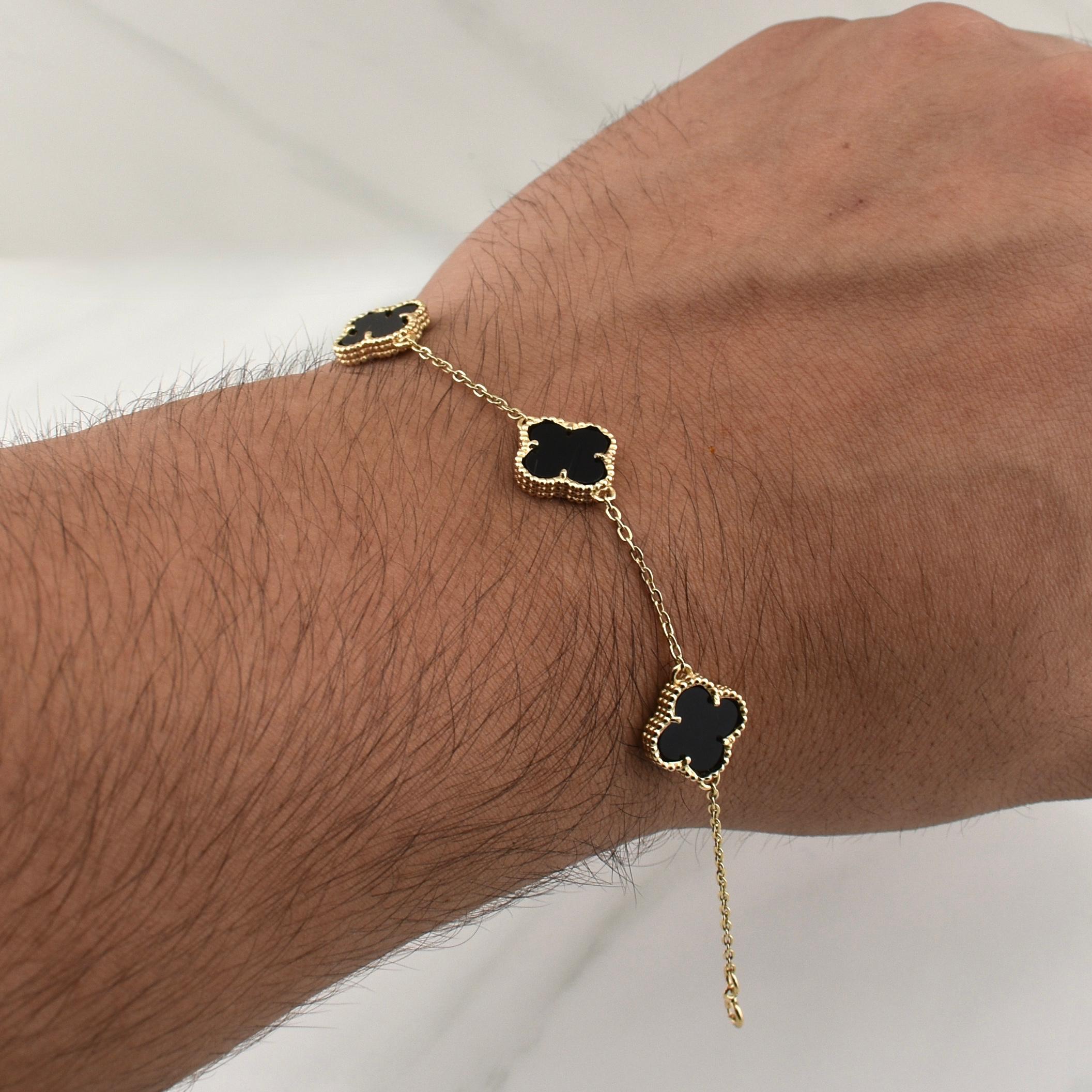 Pulso Trebol Aro Seguido Gradual 5gr / 7 3/4 in / 1.35mm Oro Amarillo Nac.Esp. 18K !