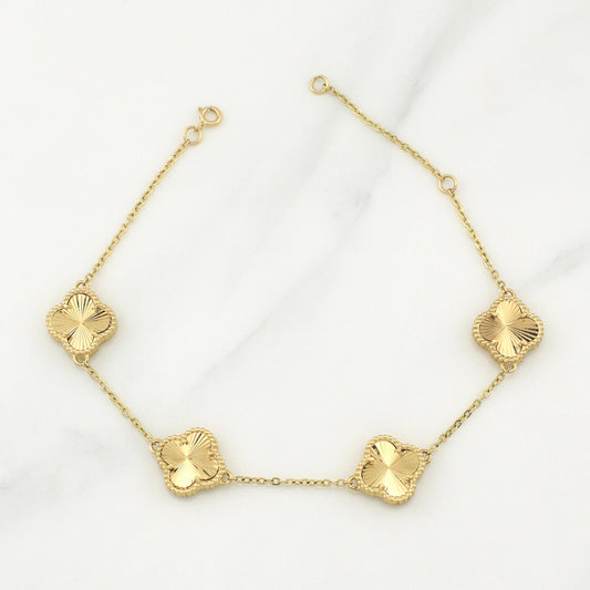 Pulso Trebol Aro Seguido Gradual 7.5gr / 8 1/4 in / 1.35mm Oro Amarillo Nac.Esp. 18K !