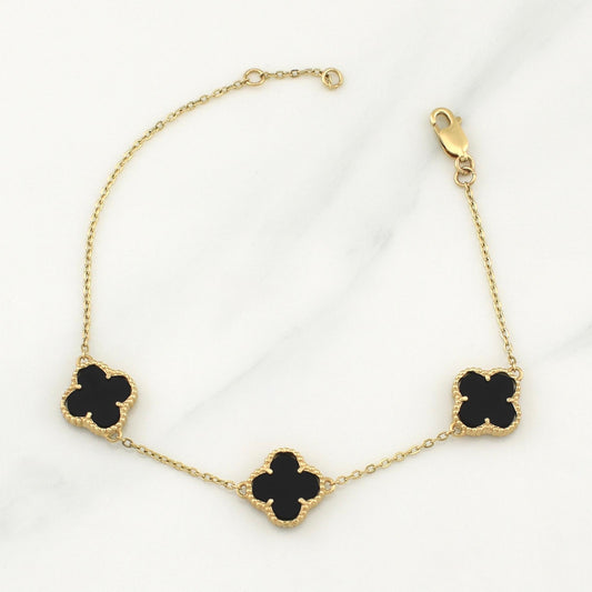 Pulso Trebol Aro Seguido Gradual 5.55gr / 8 1/4 in / 1.35mm Oro Amarillo Nac.Esp. 18K !