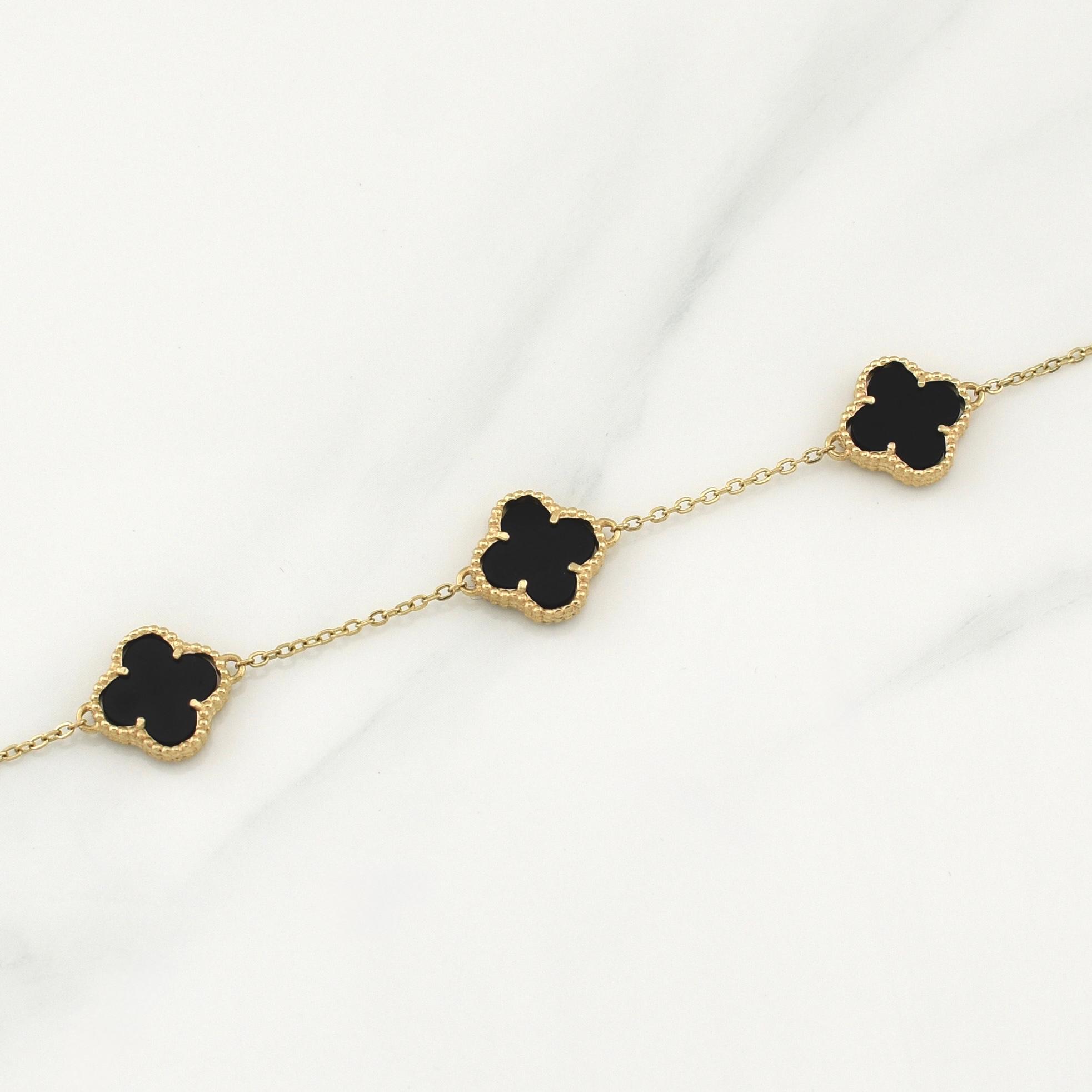 Pulso Trebol Aro Seguido Gradual 5.55gr / 8 1/4 in / 1.35mm Oro Amarillo Nac.Esp. 18K !