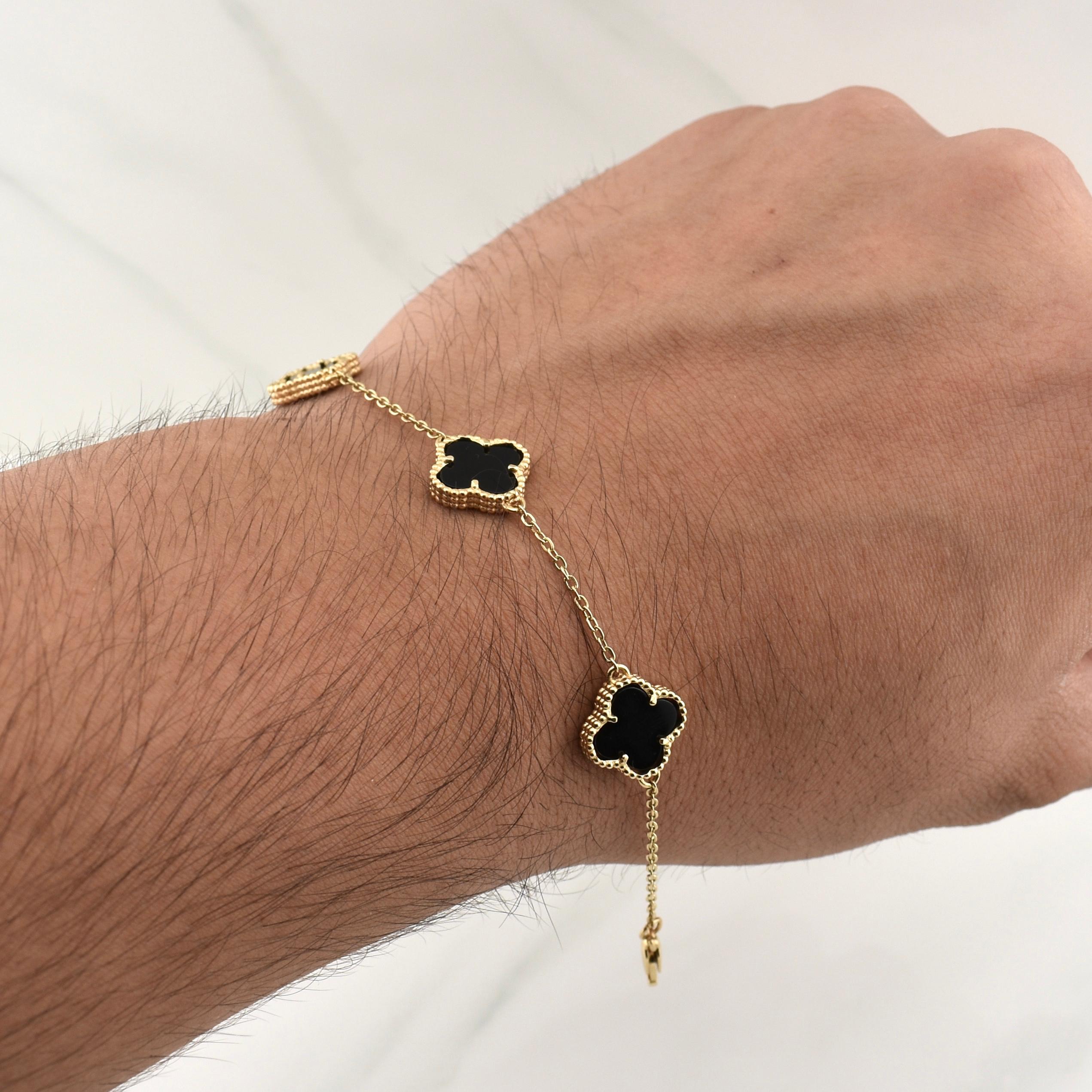 Pulso Trebol Aro Seguido Gradual 5.55gr / 8 1/4 in / 1.35mm Oro Amarillo Nac.Esp. 18K !