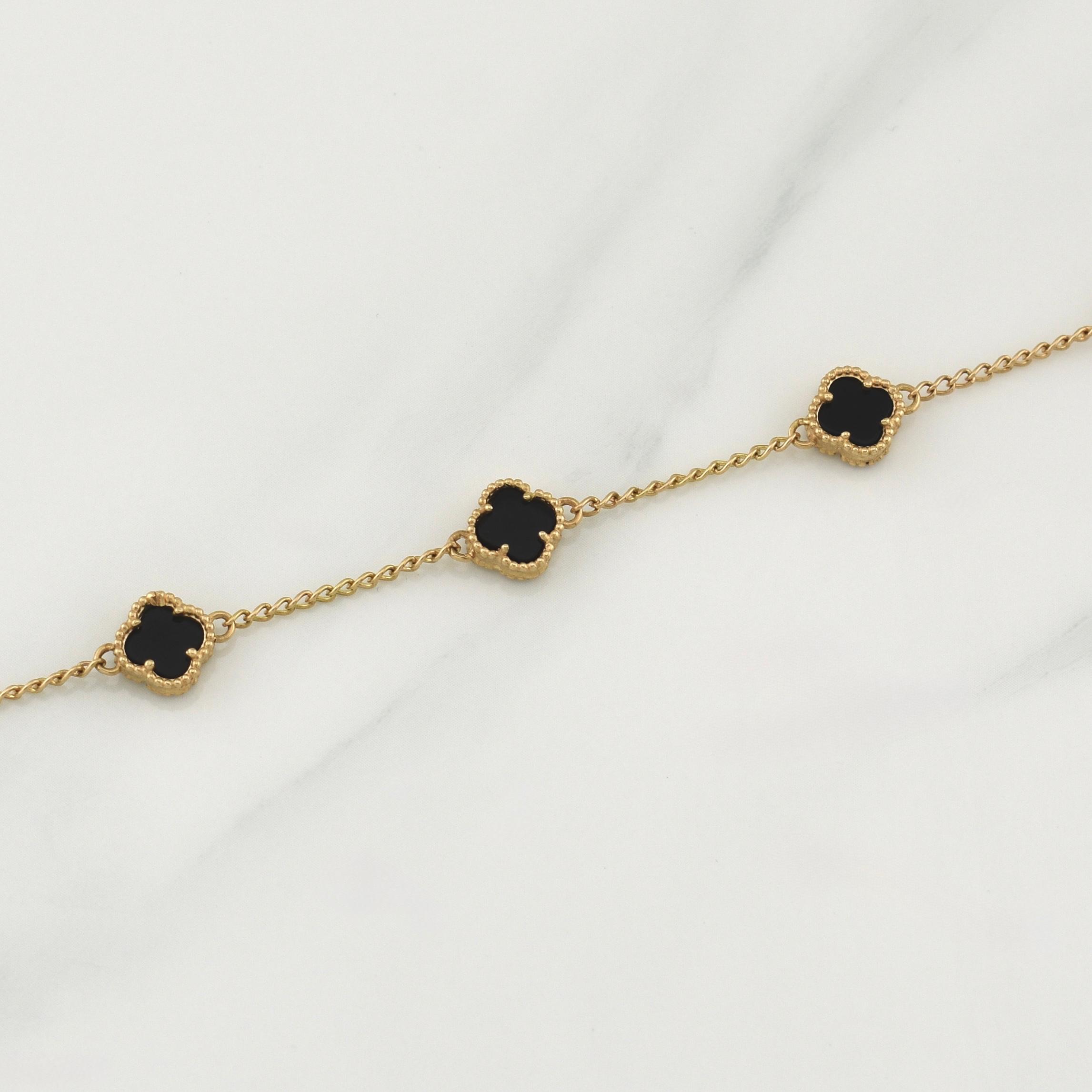 Pulso Trebol Espiga 4.2gr / 6 3/4 in / 1.6mm Oro Amarillo Nac.Esp. 18K !