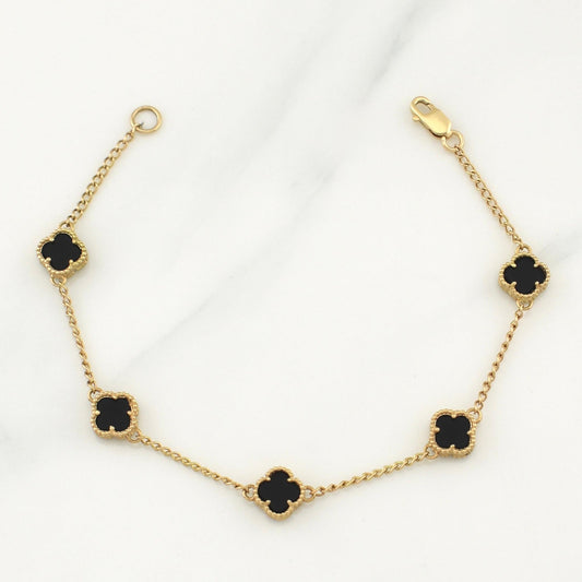 Pulso Trebol Espiga 4.2gr / 6 3/4 in / 1.6mm Oro Amarillo Nac.Esp. 18K !