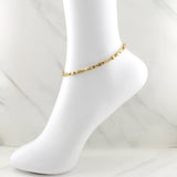 Tobillera Rustica Eslabon 7.15gr / 9 in / 4.3mm Oro Amarillo 18K !