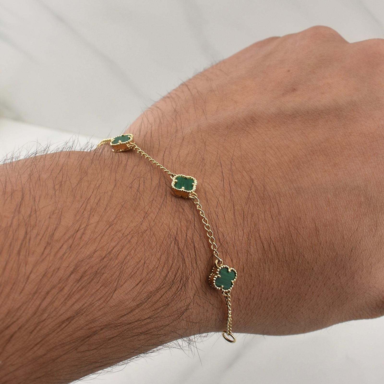 Pulso Trebol Espiga 4gr / 7 in / 1.6mm Oro Amarillo Nac.Esp. 18K !