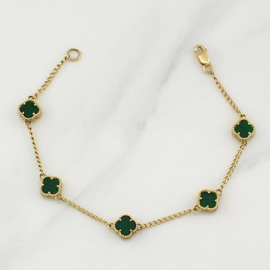 Pulso Trebol Espiga 4gr / 7 in / 1.6mm Oro Amarillo Nac.Esp. 18K !