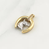 Dije Herradura Caballo 2.8gr / 3/4 in / Dos Oros Amarillo Blanco 18K !