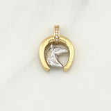 Dije Herradura Caballo 2.8gr / 3/4 in / Dos Oros Amarillo Blanco 18K !