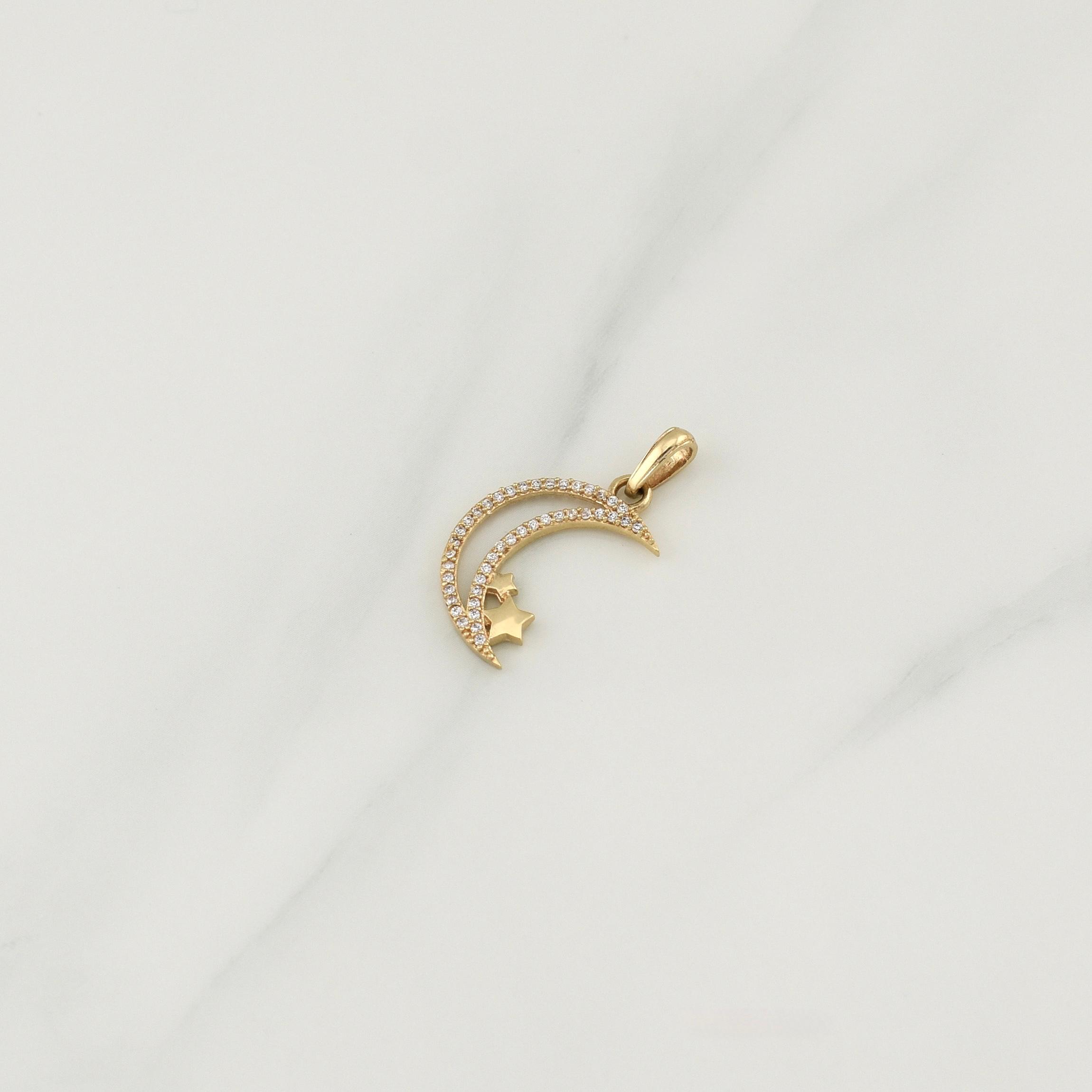 Dije Luna Estrellas 1.7gr / 1 in / Oro Amarillo 18K !