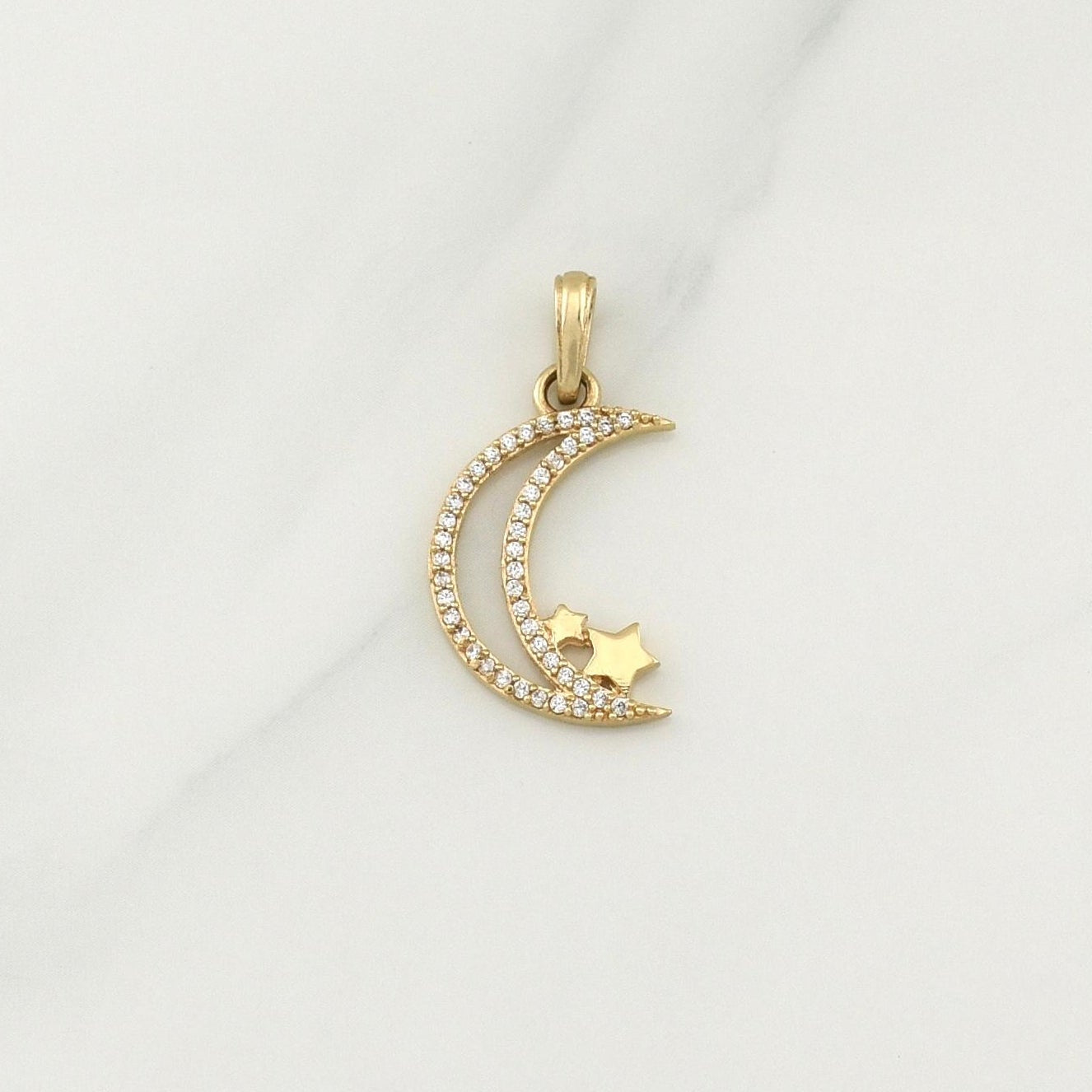 Dije Luna Estrellas 1.7gr / 1 in / Oro Amarillo 18K !