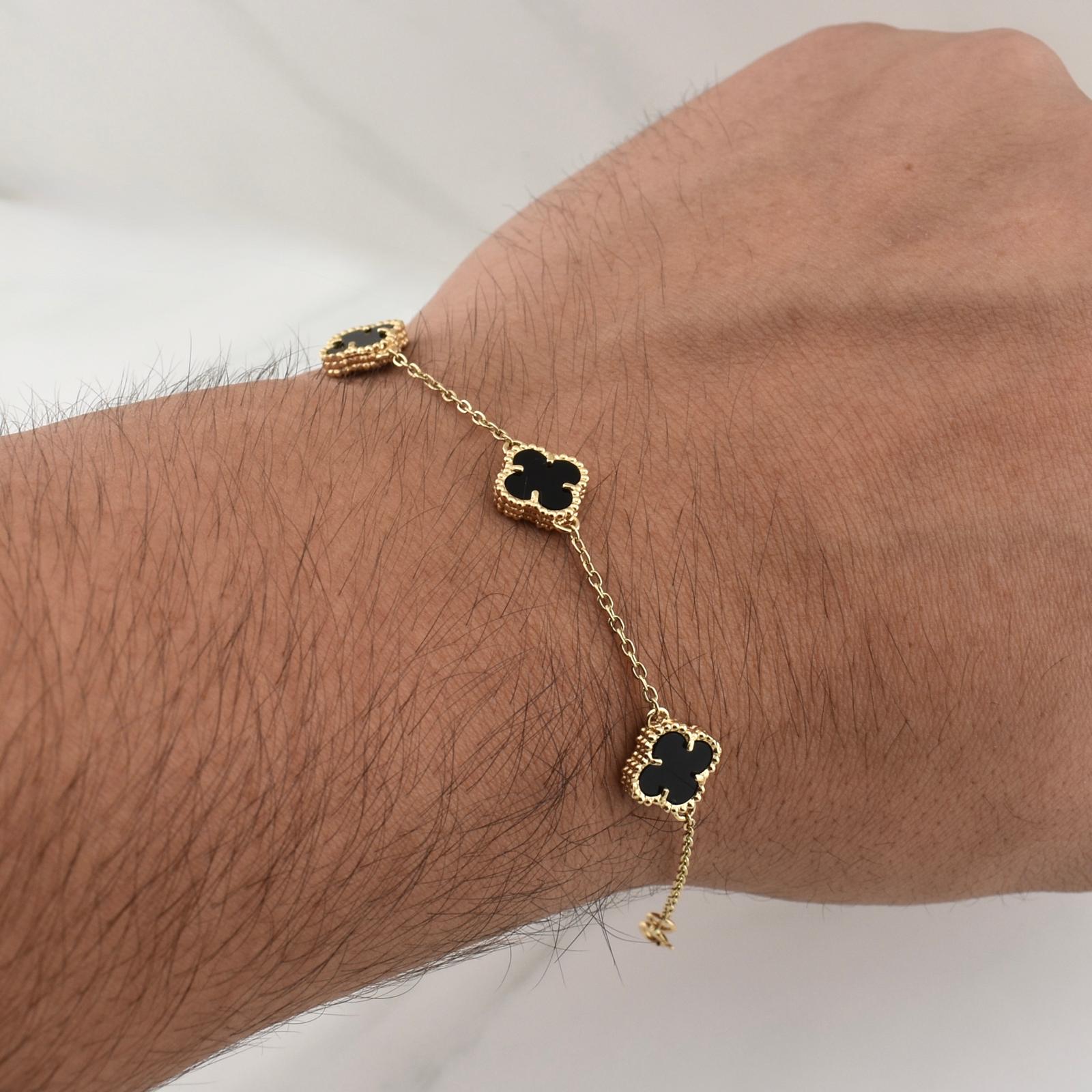 Pulso Trebol Aro Seguido Gradual 4.1gr / 7 1/2 in / 1.35mm Oro Amarillo Nac.Esp. 18K !