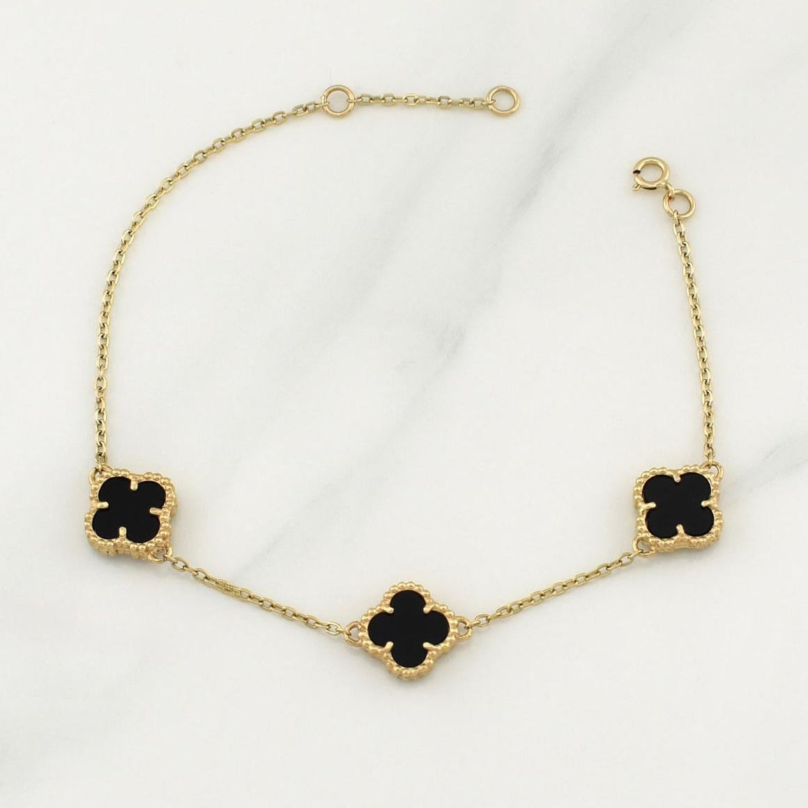 Pulso Trebol Aro Seguido Gradual 4.1gr / 7 1/2 in / 1.35mm Oro Amarillo Nac.Esp. 18K !