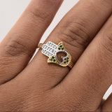Anillo Mano Hamsa Corazon 2.3gr / T6 1/4 / Oro Amarillo 18K !