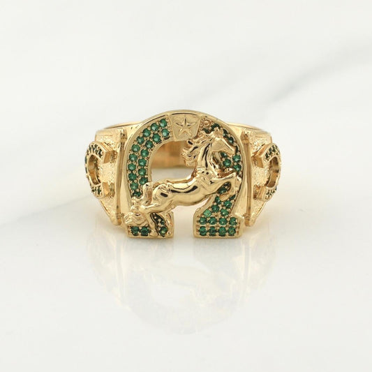 Anillo Caballo Herraduras 8.75gr / T10 3/4 / Oro Amarillo 18K !