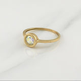 Anillo Solitario Bisel Traslúcido 2.1gr / T8 / Oro Amarillo 18K !