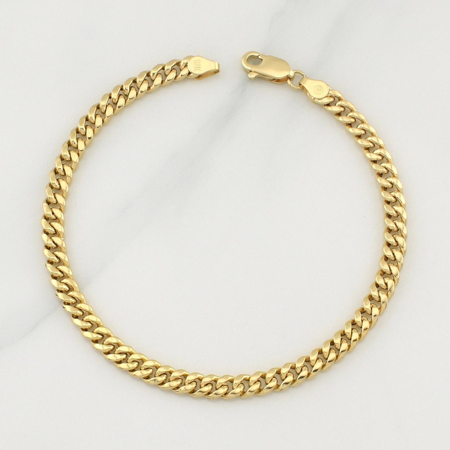 Cuban Links Bracelet 4.25gr / 7 3/4 in / 4.5mm Yellow Gold +3 18K !