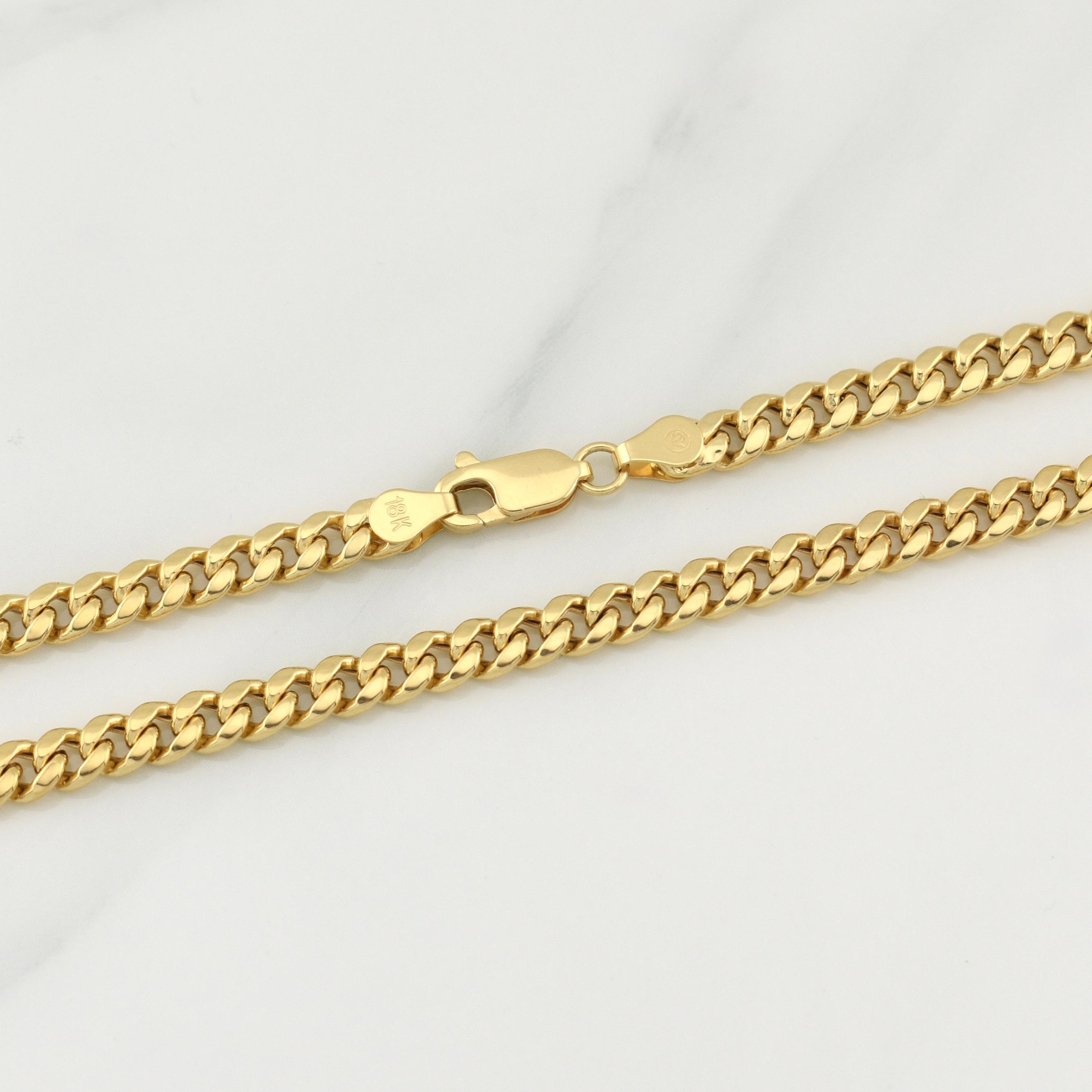 Cadena Cubana 11gr / 24 in / 4.5mm Oro Amarillo +3 18K !