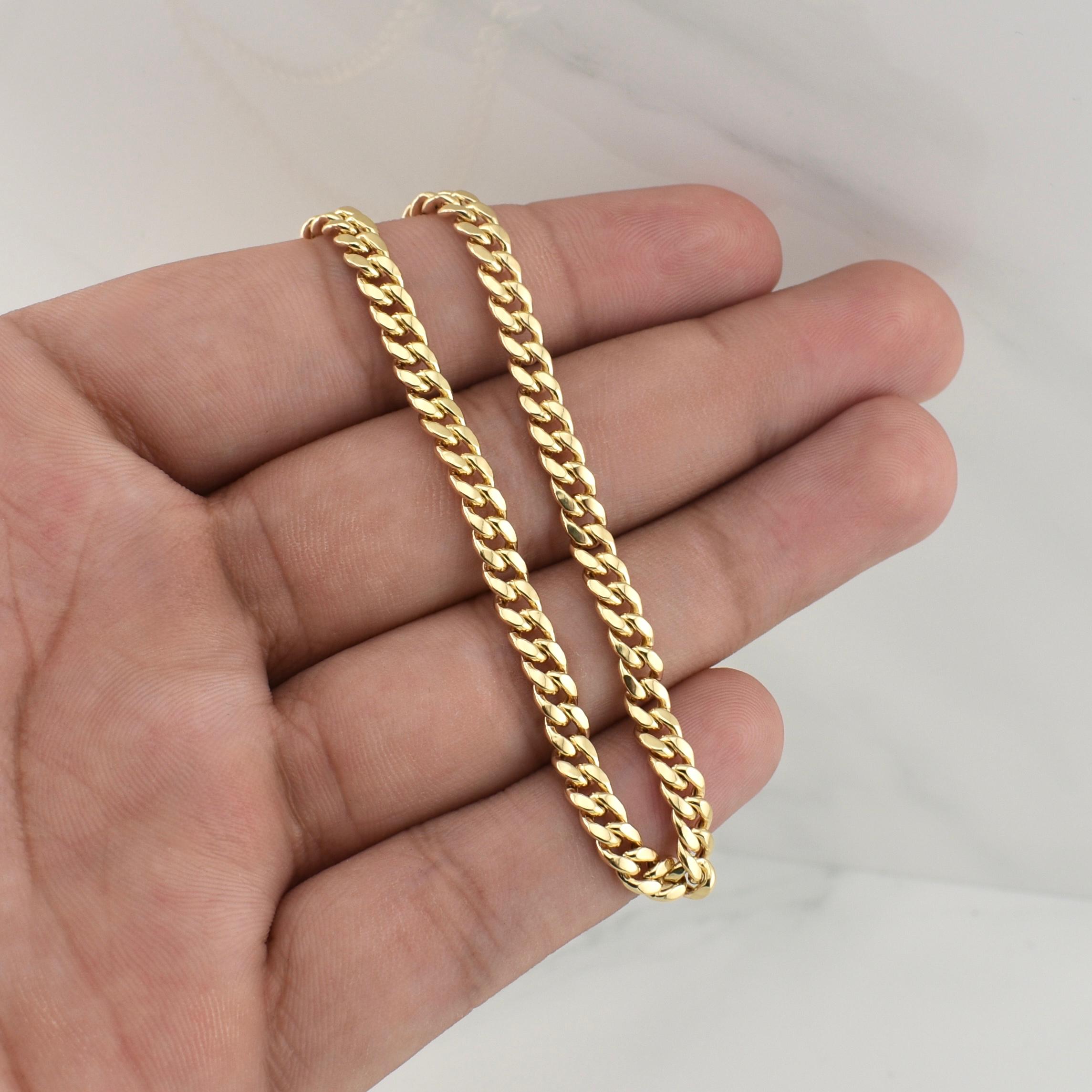 Cadena Cubana 11gr / 24 in / 4.5mm Oro Amarillo +3 18K !