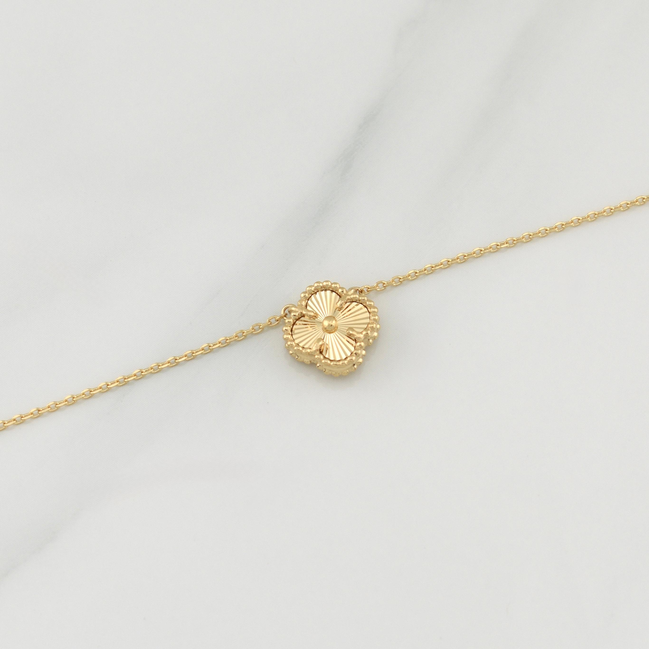 Cadena Trebol Aro Seguido 3.45gr / 18 in / 1.1mm Oro Amarillo +4 18K !