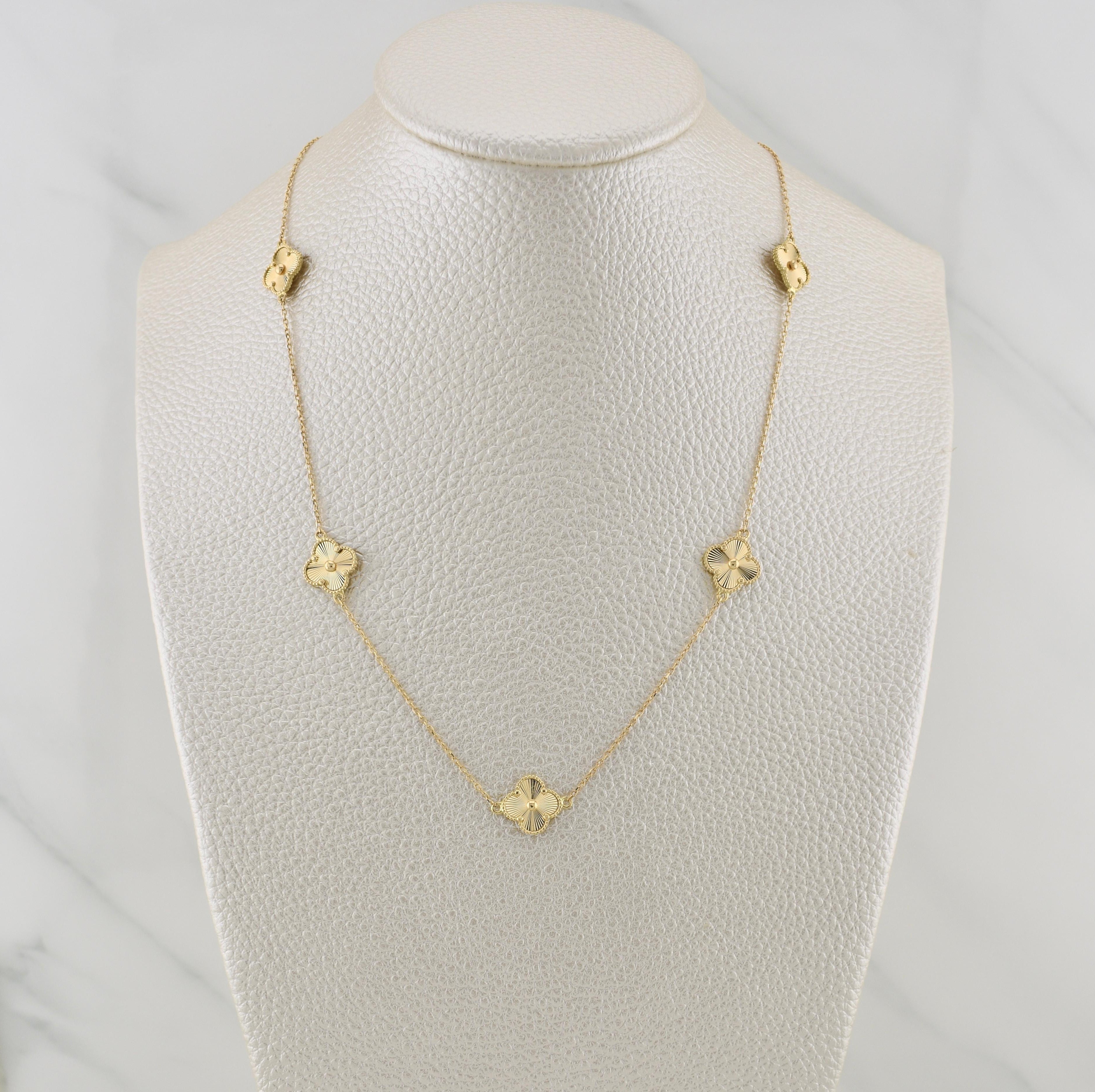 Cadena Trebol Aro Seguido 3.5gr / 17 1/4 in / 0.85mm Oro Amarillo +4 18K !