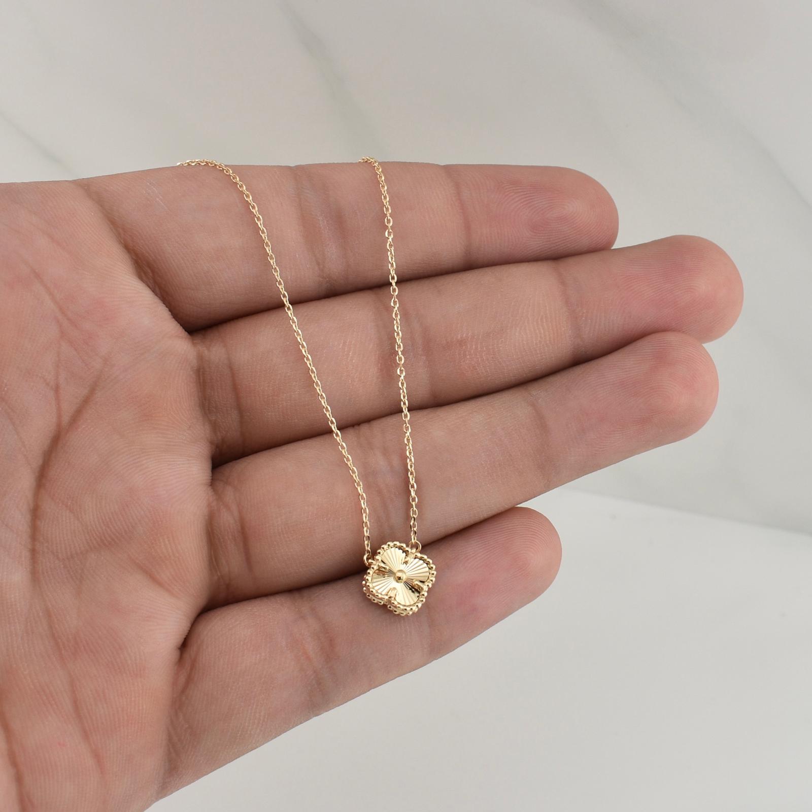 Cadena Trebol Aro Seguido 3.35gr / 18 in / 1.05mm Oro Amarillo +4 18K !