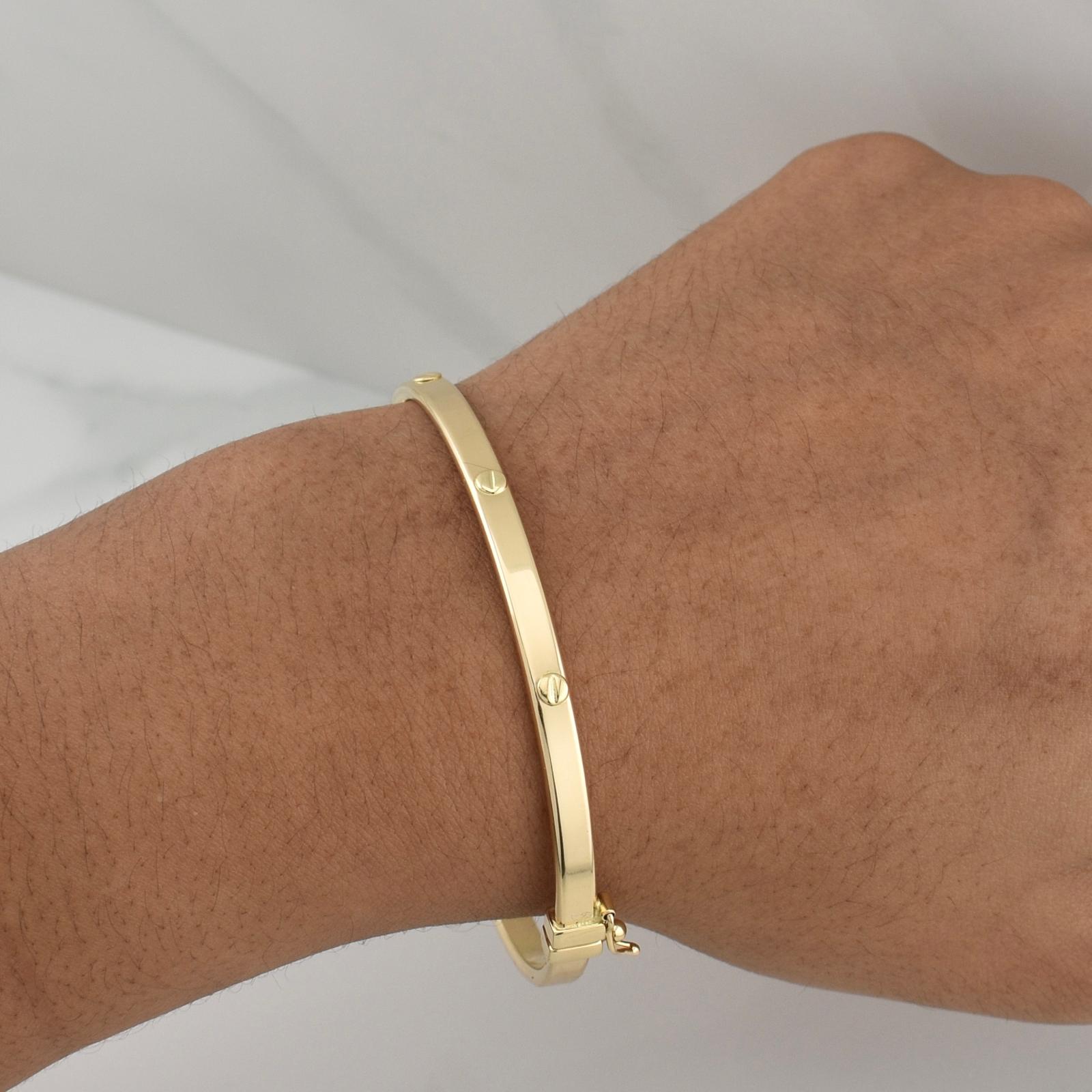 Screw Hoop Bracelet 6.3gr / 7 3/4 in / 4.1mm Yellow Gold +4 18K !
