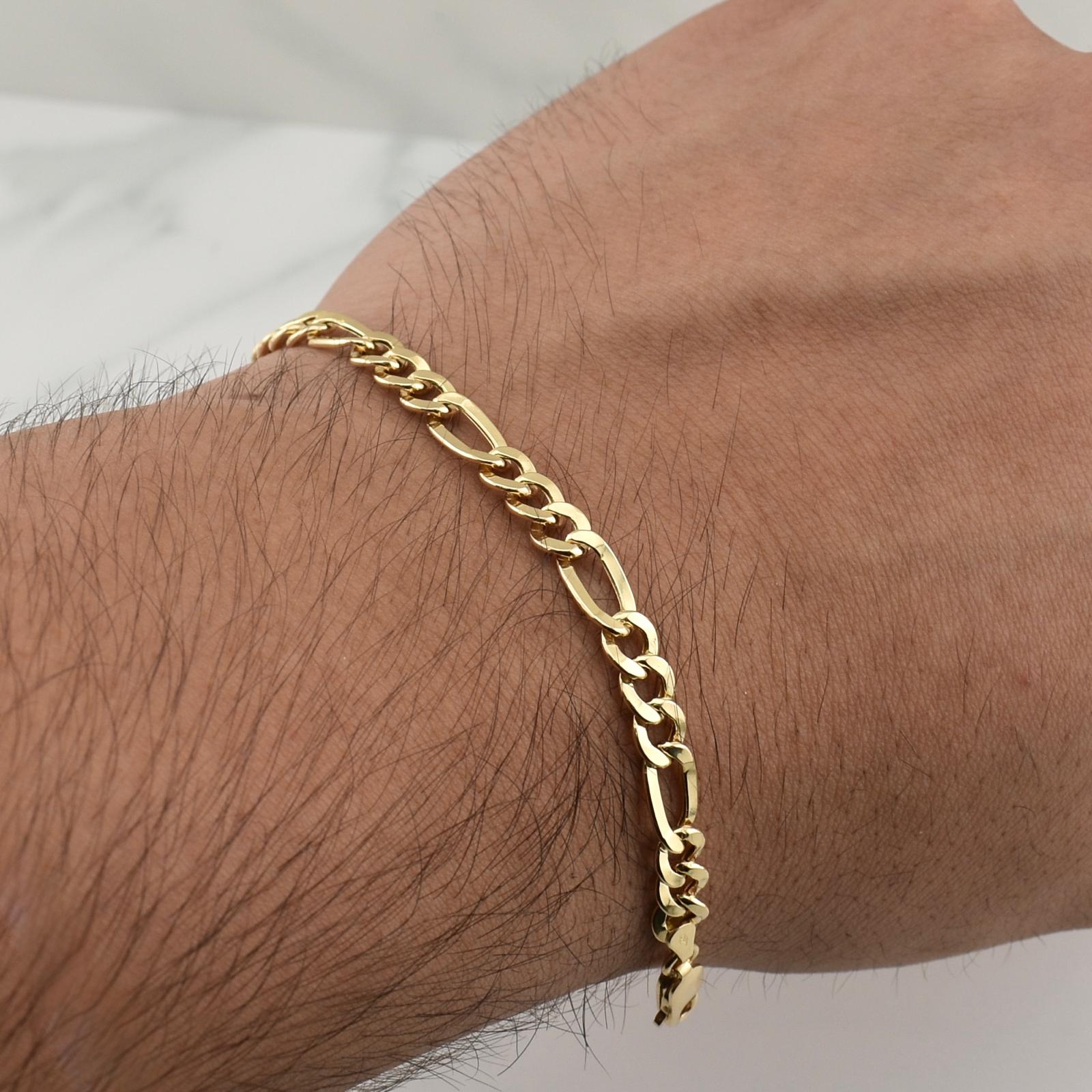 Figaro Bracelet 3.8gr / 7 3/4 in / 5.35mm Yellow Gold +1 18K !