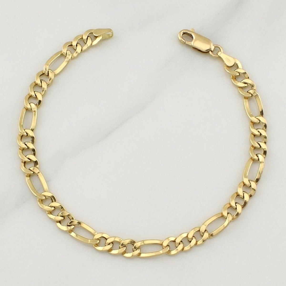 Figaro Bracelet 3.8gr / 7 3/4 in / 5.35mm Yellow Gold +1 18K !