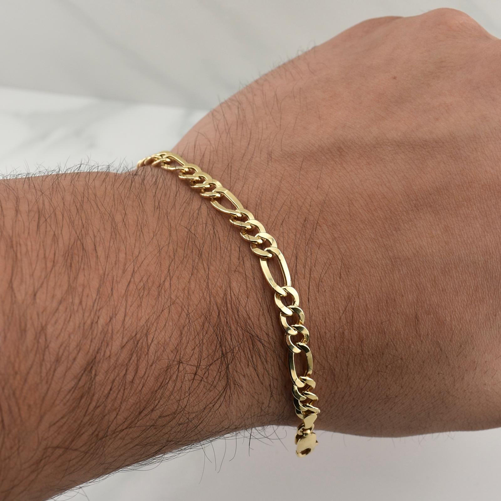 Figaro Bracelet 6.1gr / 8 3/4 in / 6.45mm Yellow Gold +1 18K !