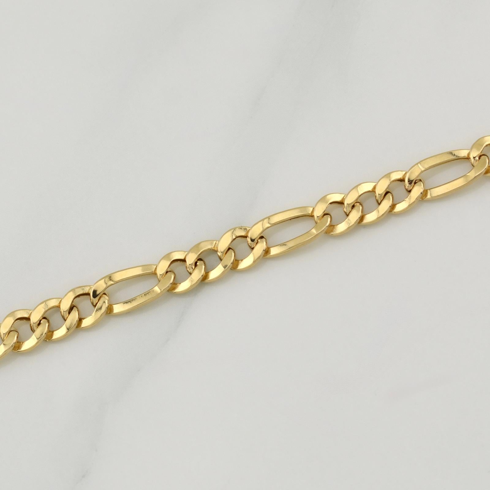 Figaro Bracelet 6.1gr / 8 3/4 in / 6.45mm Yellow Gold +1 18K !
