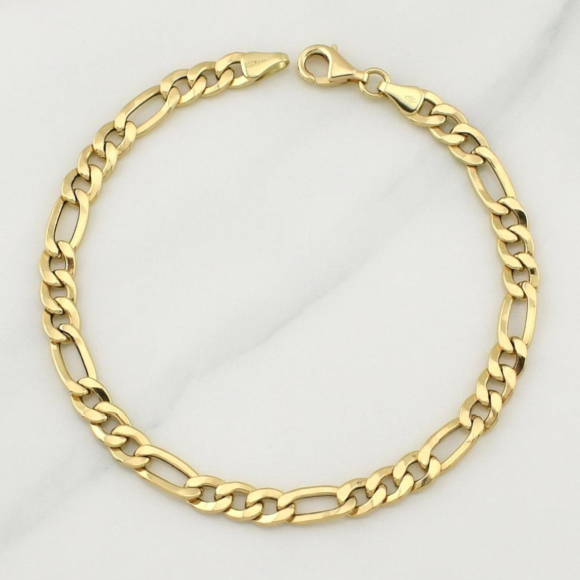 Figaro Bracelet 7gr / 8 1/4 in / 5.6mm Yellow Gold +1 18K !