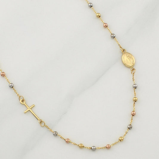 Rosario Virgen Milagrosa 2.95gr / 18 in / 2.25mm Tres Oros +4 18K !