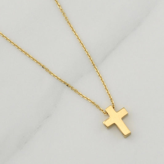Cadena Aro Seguido Cruz 2.2gr / 17 3/4 in / 0.8mm Oro Amarillo +4 18K !