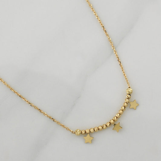 Cadena Aro Seguido Estrellas 2.3gr / 17 3/4 in / 1.05mm Oro Amarillo +4 18K !