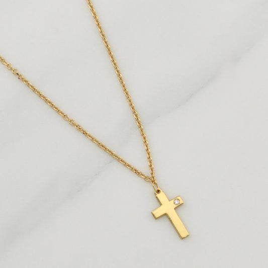 Cadena Aro Seguido Cruz 2.75gr / 19 3/4 in / 1.2mm Oro Amarillo +4 18K !