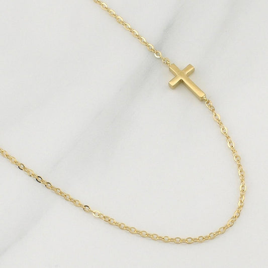 Cadena Aro Seguido Cruz 2.55gr / 18 in / 1.45mm Oro Amarillo +4 18K !