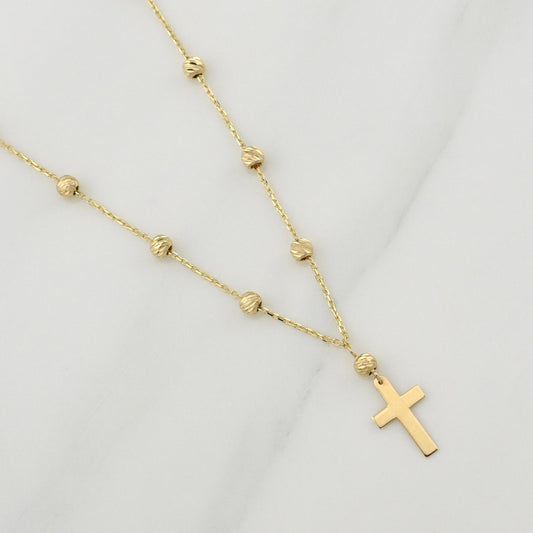 Cadena Aro Seguido Cruz 3.2gr / 18 in / 3mm Oro Amarillo +4 18K !