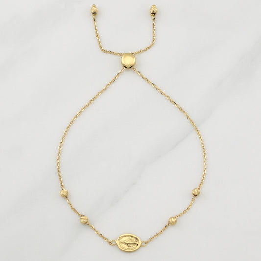 Pulso Aro Seguido Gradual Virgen Milagrosa 2.25gr / 9 3/4 in / 2.9mm Oro Amarillo +4 18K !