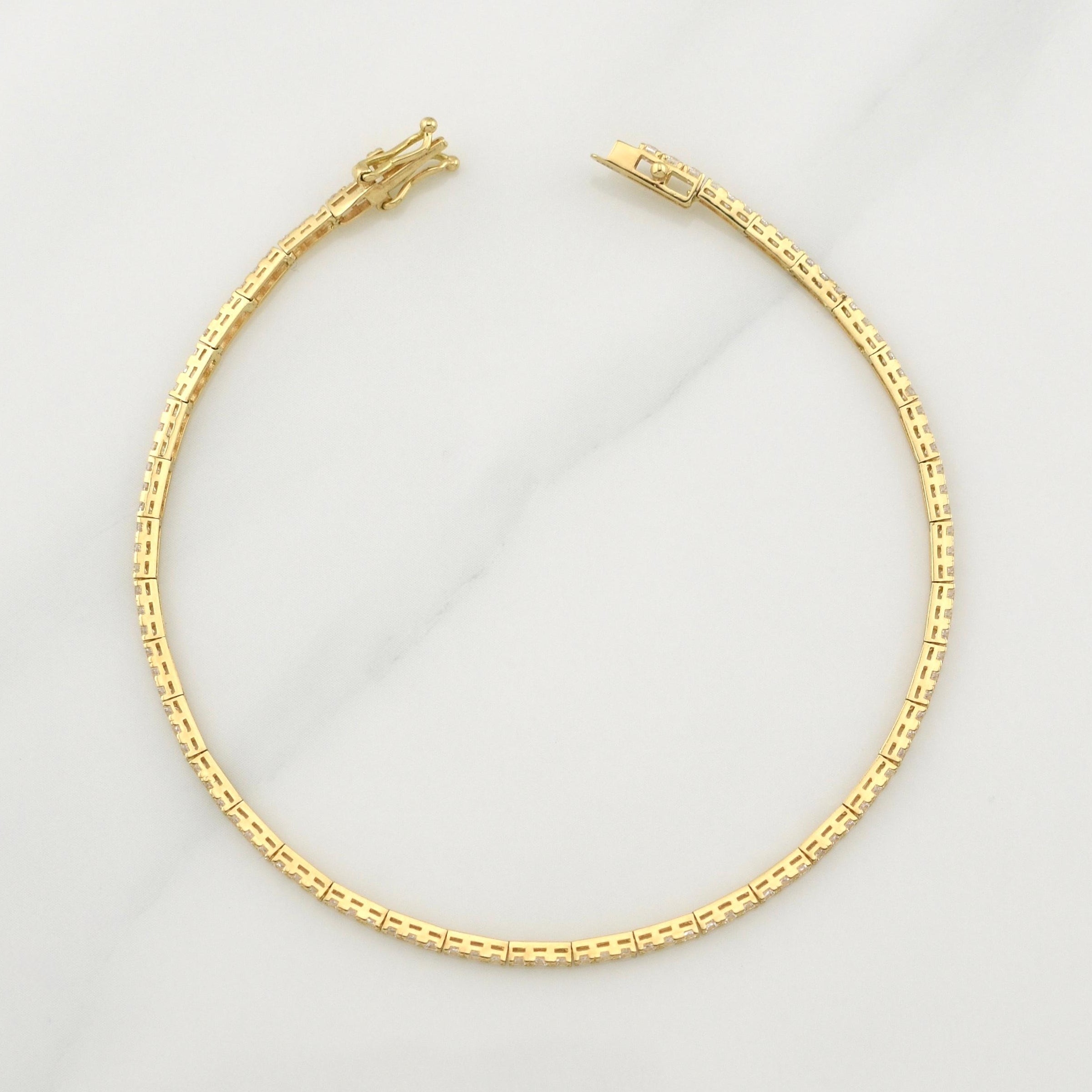 Pulso Tennis 4.2gr / 7 1/2 in / 1.55mm Oro Amarillo +4 18K !