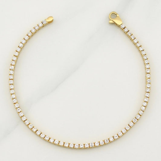 Pulso Tennis Doble Faz 7.65gr / 7 in / 2.15mm Oro Amarillo +4 18K !