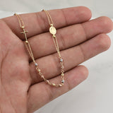 Rosario Virgen Milagrosa 3.8gr / 18 in / 2.5mm Tres Oros +4 18K !