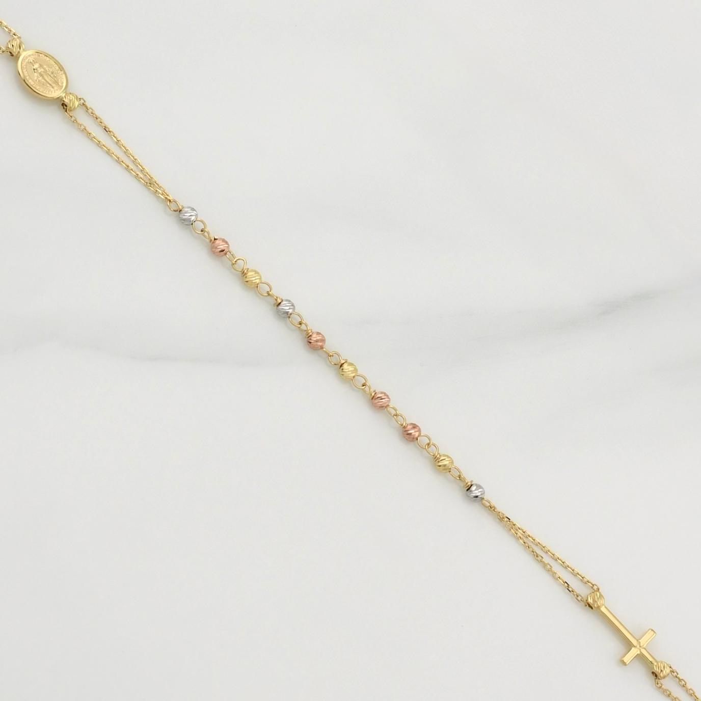 Rosario Virgen Milagrosa 3.8gr / 18 in / 2.5mm Tres Oros +4 18K !