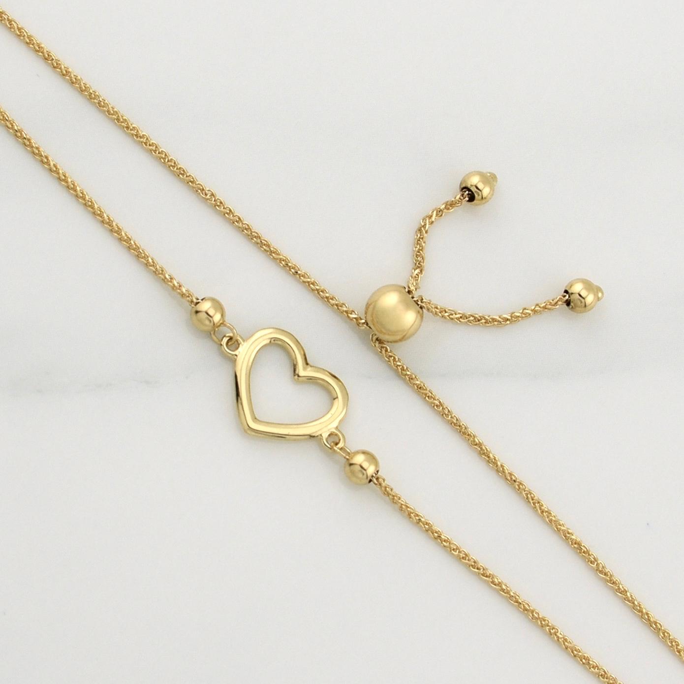Franco Bracelet Gradual Heart 2.25gr / 9 3/4 in / 3.05mm Yellow Gold +4 18K !