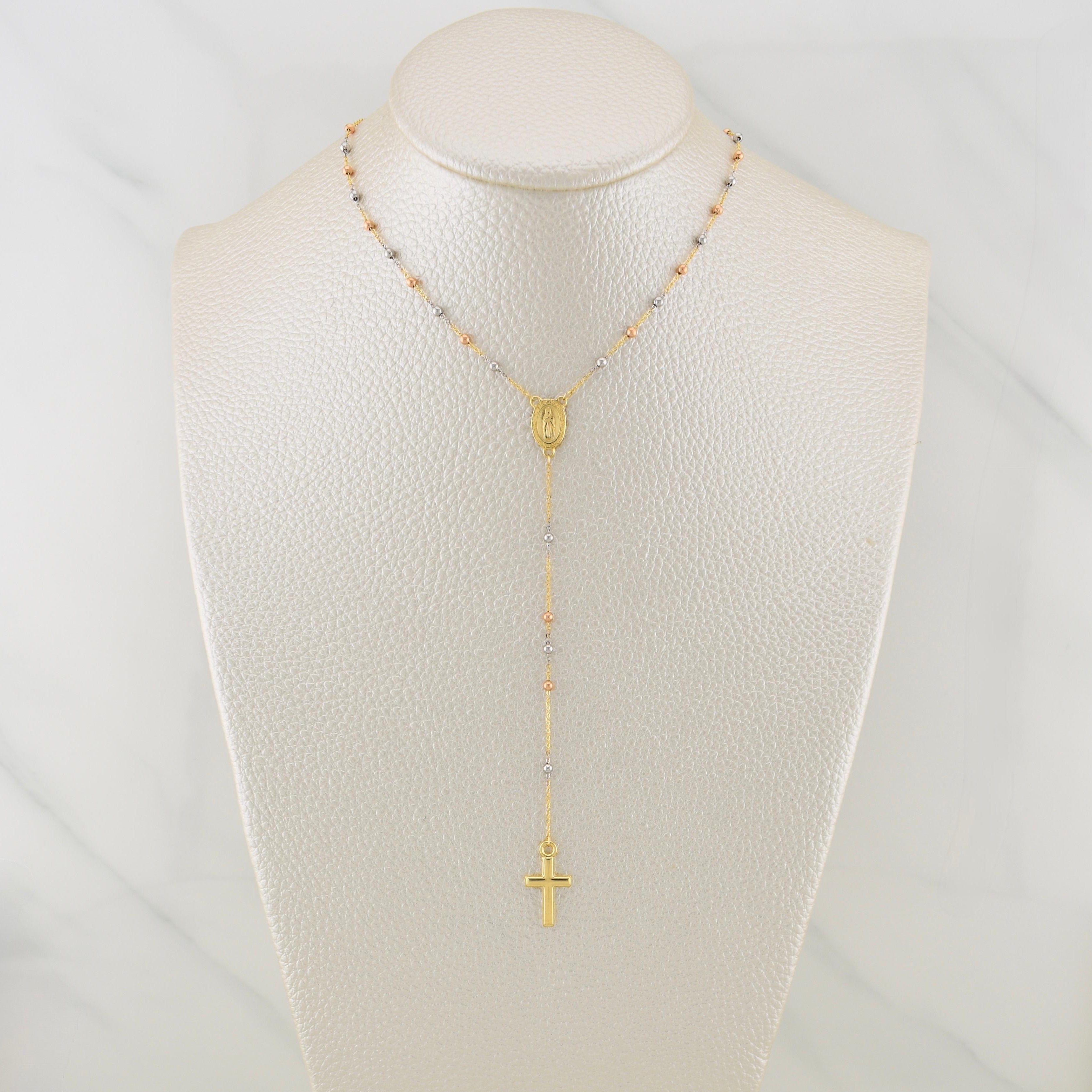 Rosary Miraculous Virgin 2.95gr / 18 in / 1.85mm Three Golds +4 18K !