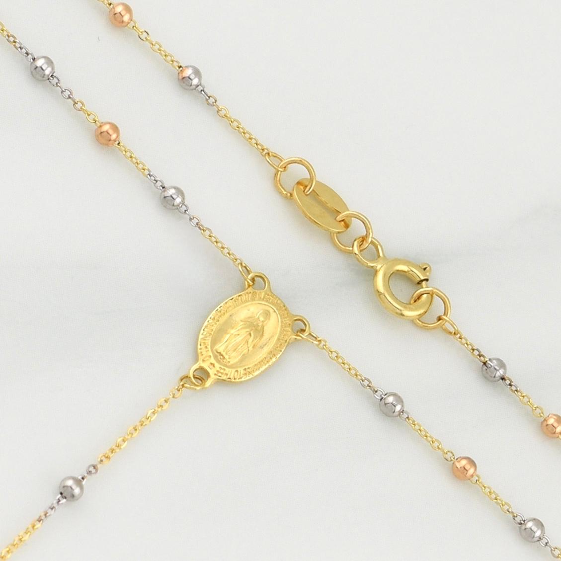 Rosary Miraculous Virgin 2.95gr / 18 in / 1.85mm Three Golds +4 18K !