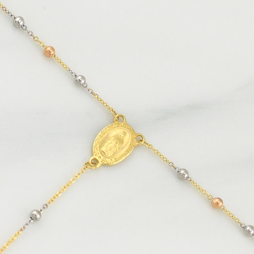 Rosary Miraculous Virgin 2.95gr / 18 in / 1.85mm Three Golds +4 18K !