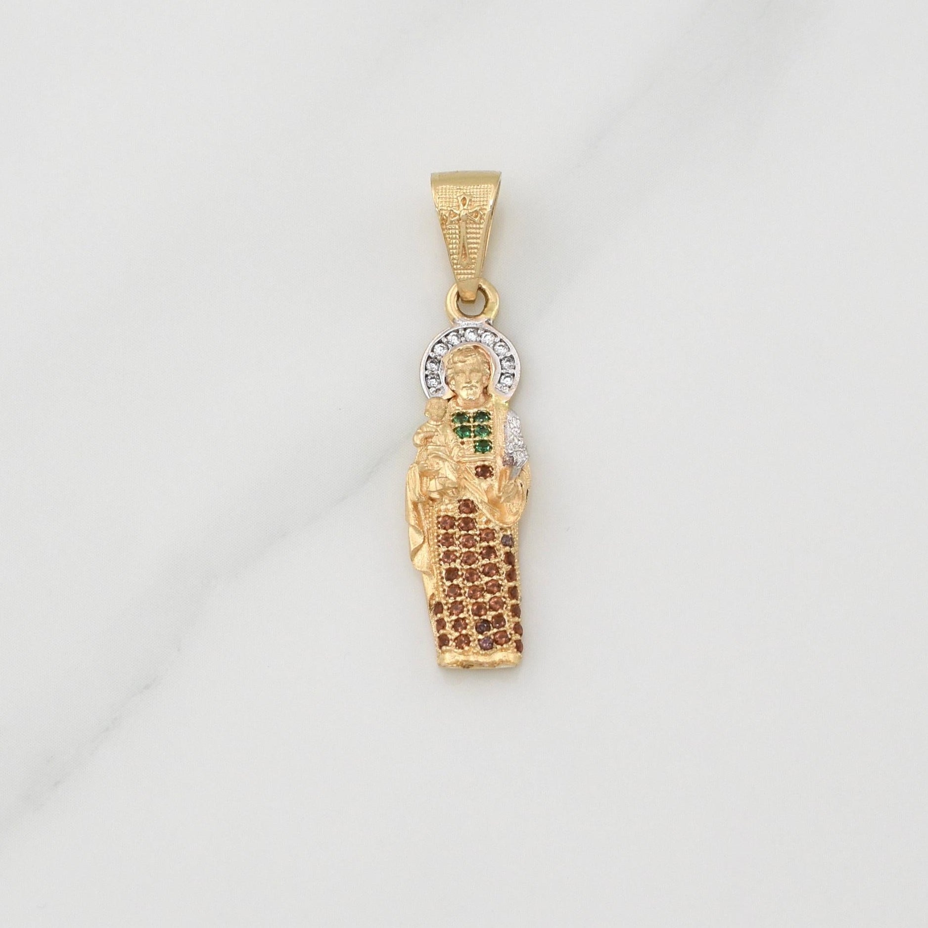 Dije San Jose 2.65gr / 1 1/2 in / Dos Oros Amarillo Blanco 18K !